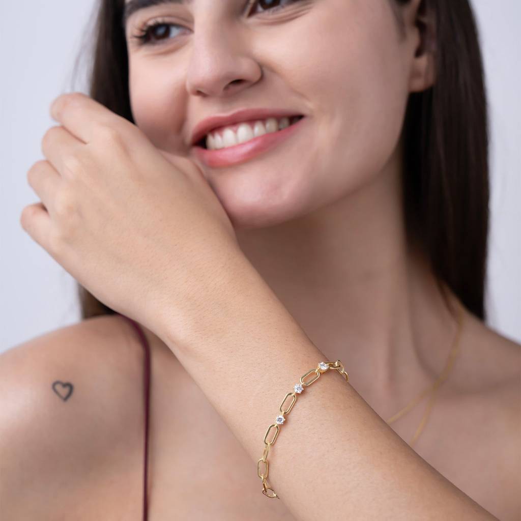 18K Gold Vermeil Daisy Link Gold Vermeil Bracelet : KBCL0003-Gold