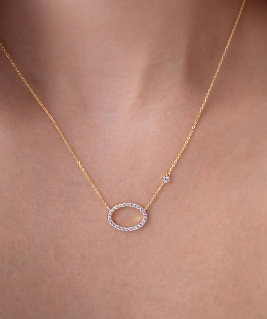18K Gold Vermeil Sparkling Oval Link Necklace