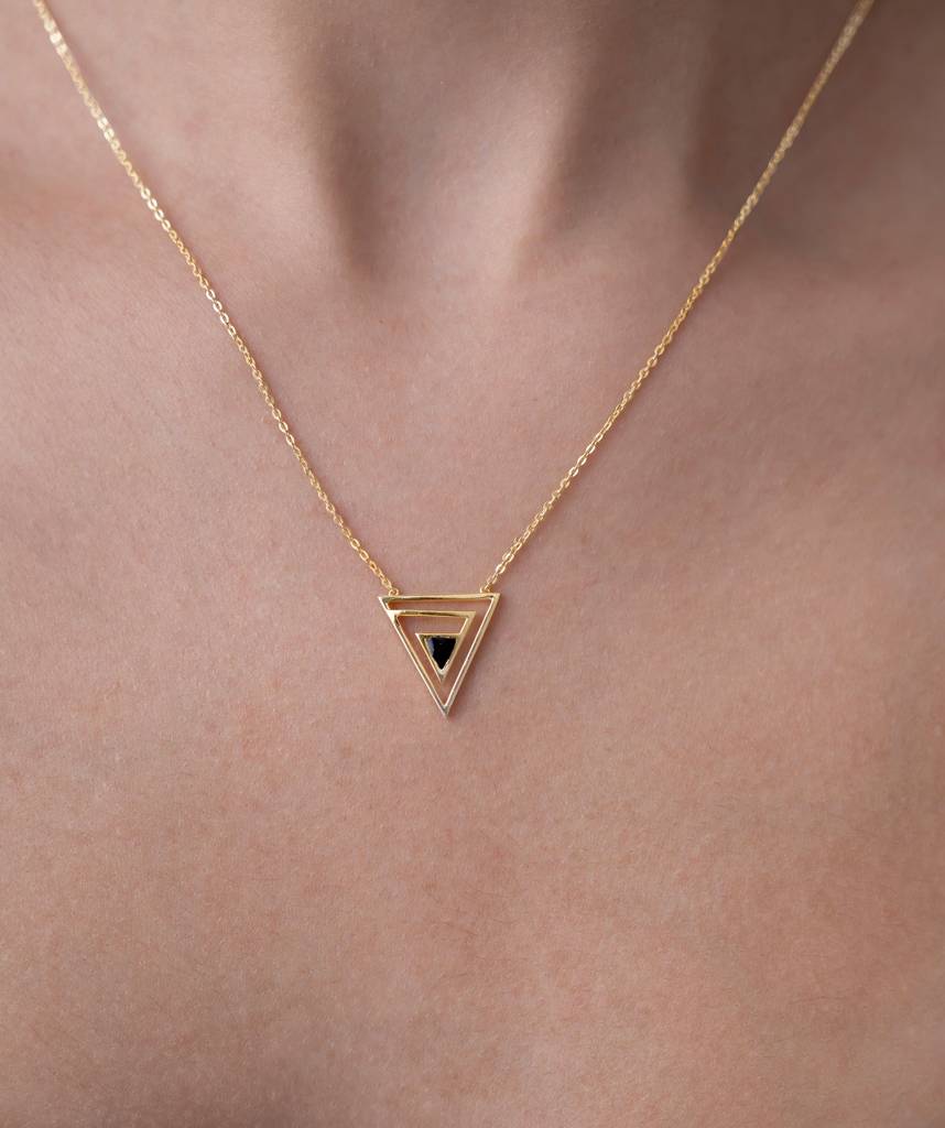 18K Gold Vermeil Geometric Triangle Necklace 18K Gold Vermeil