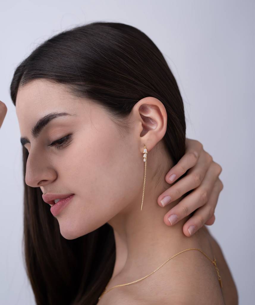 18K Gold Vermeil Bellflower Threader Earrings : KET0001-Gold