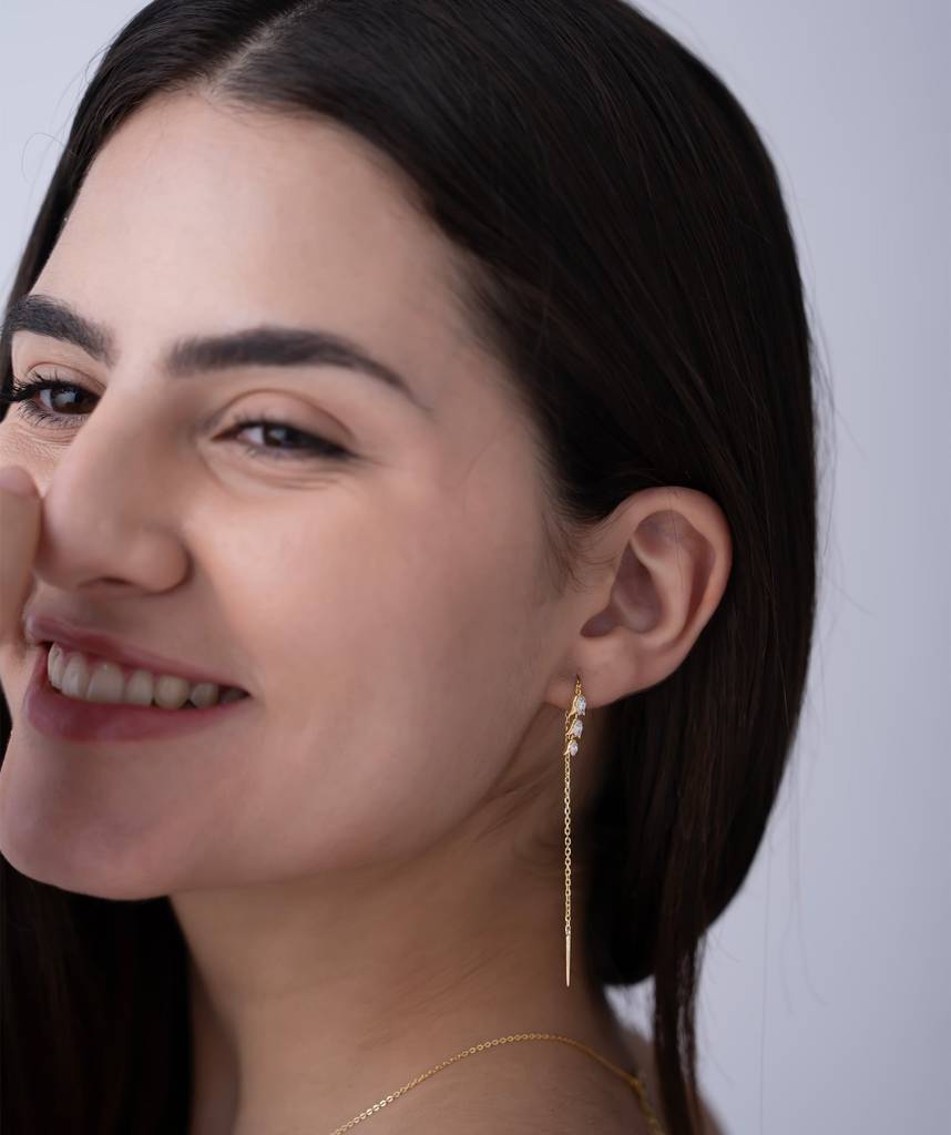 18K Gold Vermeil Bellflower Threader Earrings : KET0001-Gold
