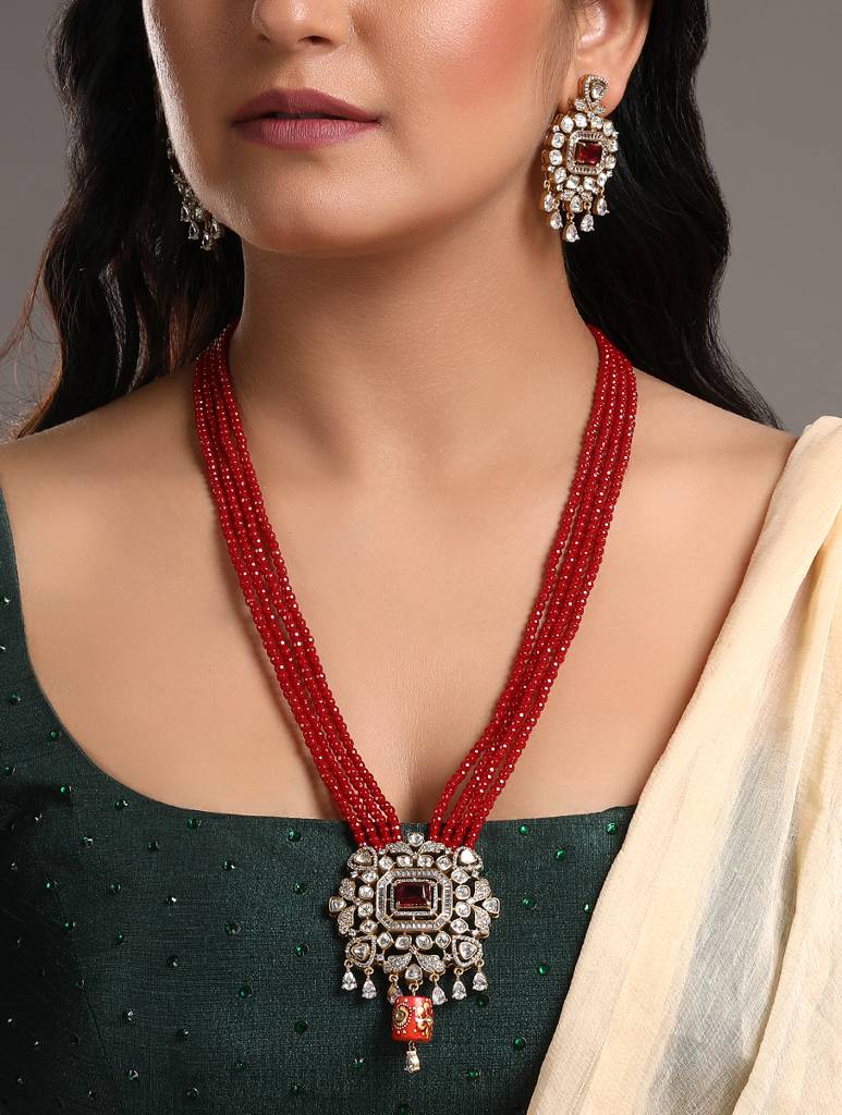 Micron Gold Polish Agates Cz Jewellery Sets : HRNS-247