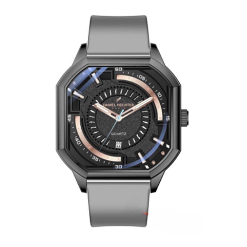 Daniel Hechter Paris Rivoli Collection Modern Analog Watch For Men With Octagon Dial And Silicon Band-Dhm1003 : DHM1003-04