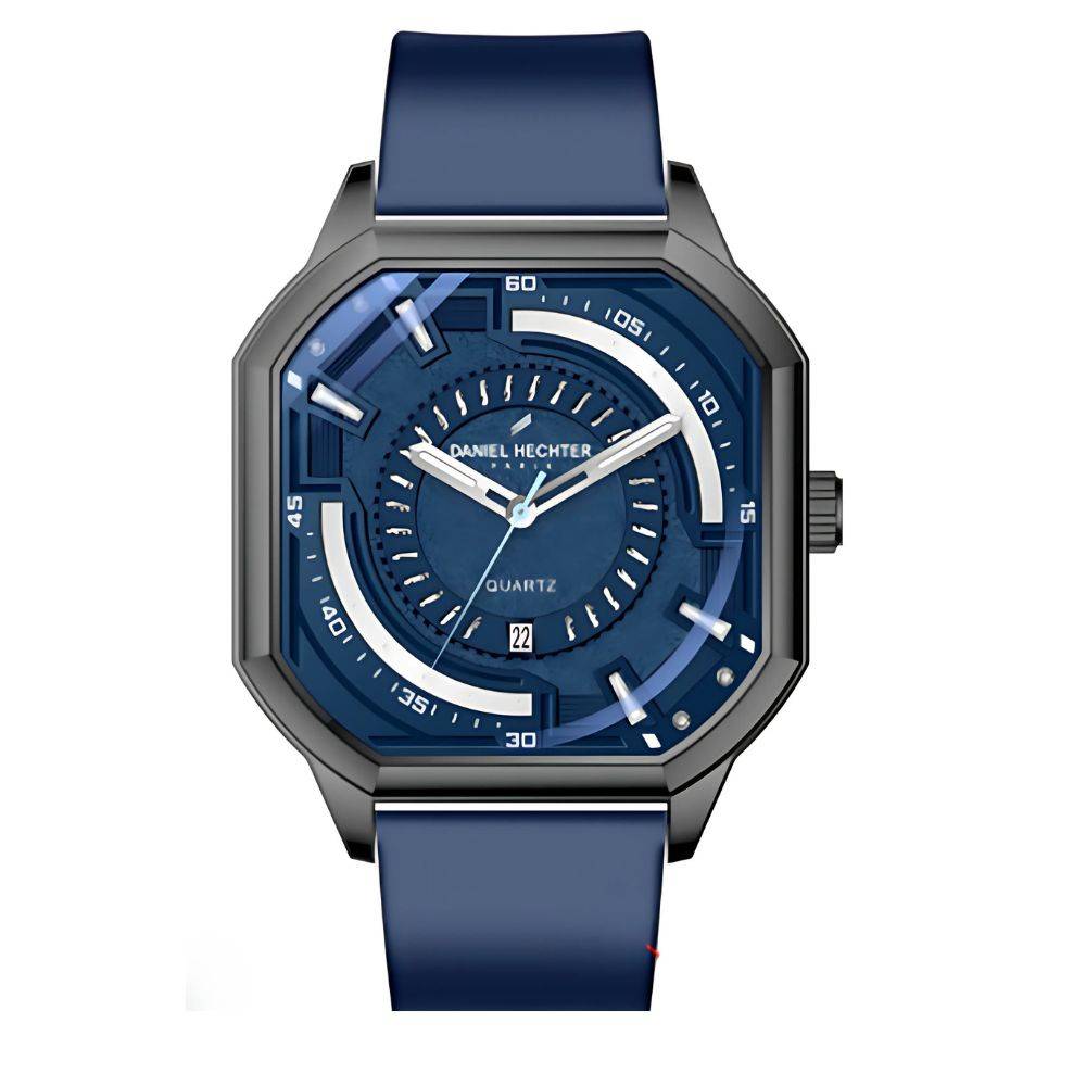 Daniel Hechter Paris Rivoli Collection Modern Analog Watch For Men With Octagon Dial And Silicon Band-Dhm1003 : DHM1003-05