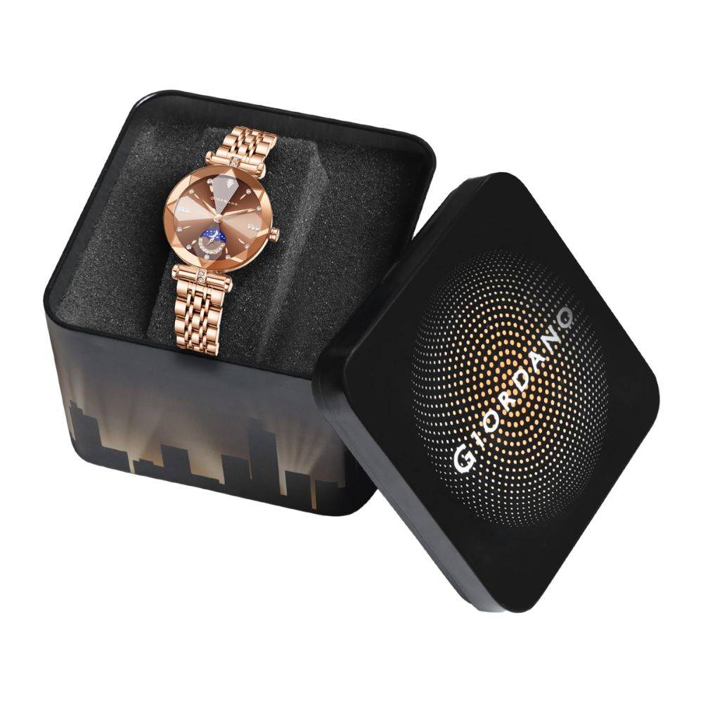 Giordano Premium Watch For Women Â Elegant Round Cut Glass Dial With Stainless Steel Strap & Quartz Movement-G : GZ-60094-11
