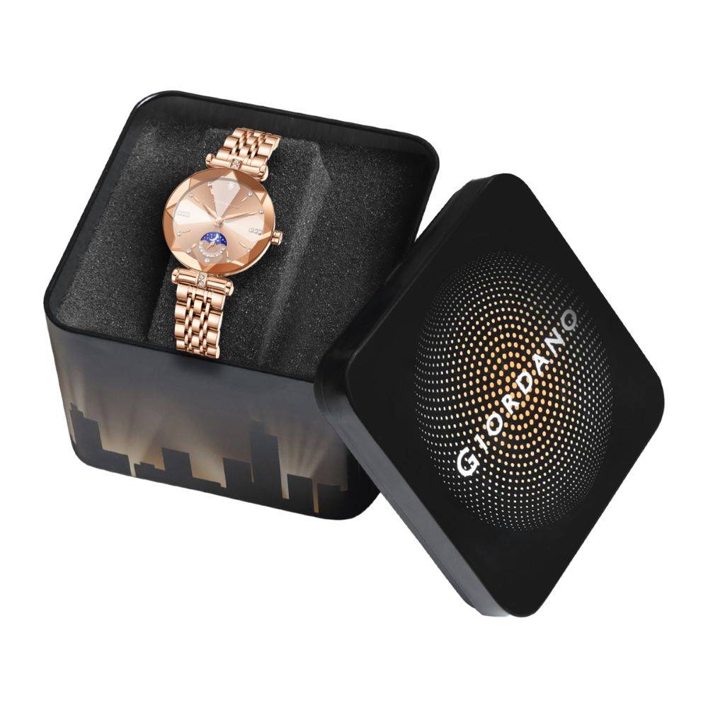 Giordano Premium Watch For Women Â Elegant Round Cut Glass Dial With Stainless Steel Strap & Quartz Movement-G : GZ-60094-22