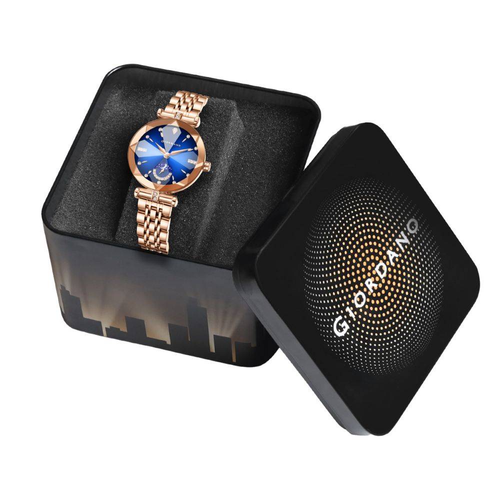 Giordano Premium Watch For Women Â Elegant Round Cut Glass Dial With Stainless Steel Strap & Quartz Movement-G : GZ-60094-33