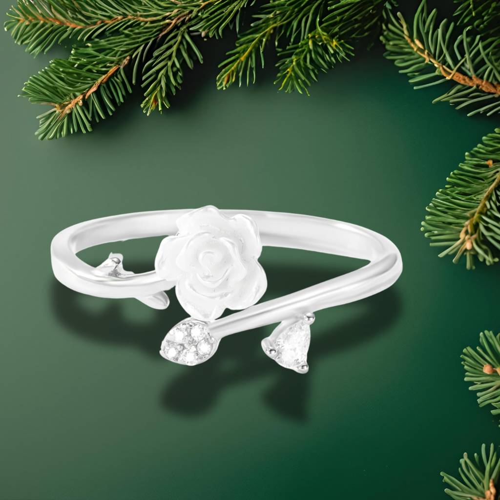 Blooming Rose Open Silver Ring : BRD3775S