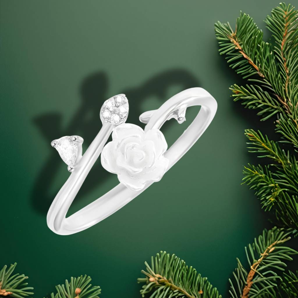 Blooming Rose Open Silver Ring : BRD3775S