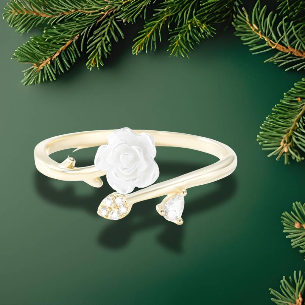 Blooming Rose Open Silver Ring : BRD3775G