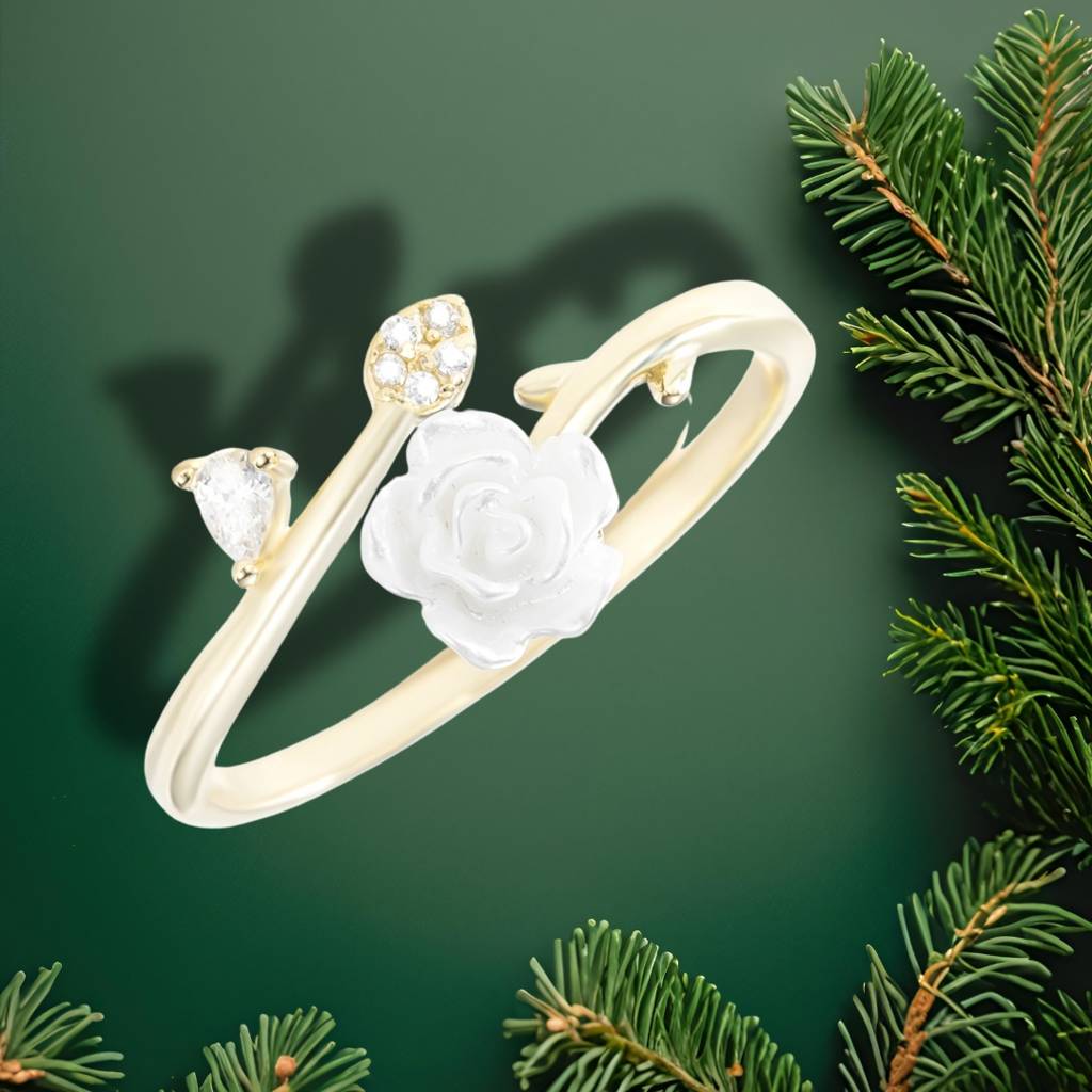 Blooming Rose Open Silver Ring : BRD3775G