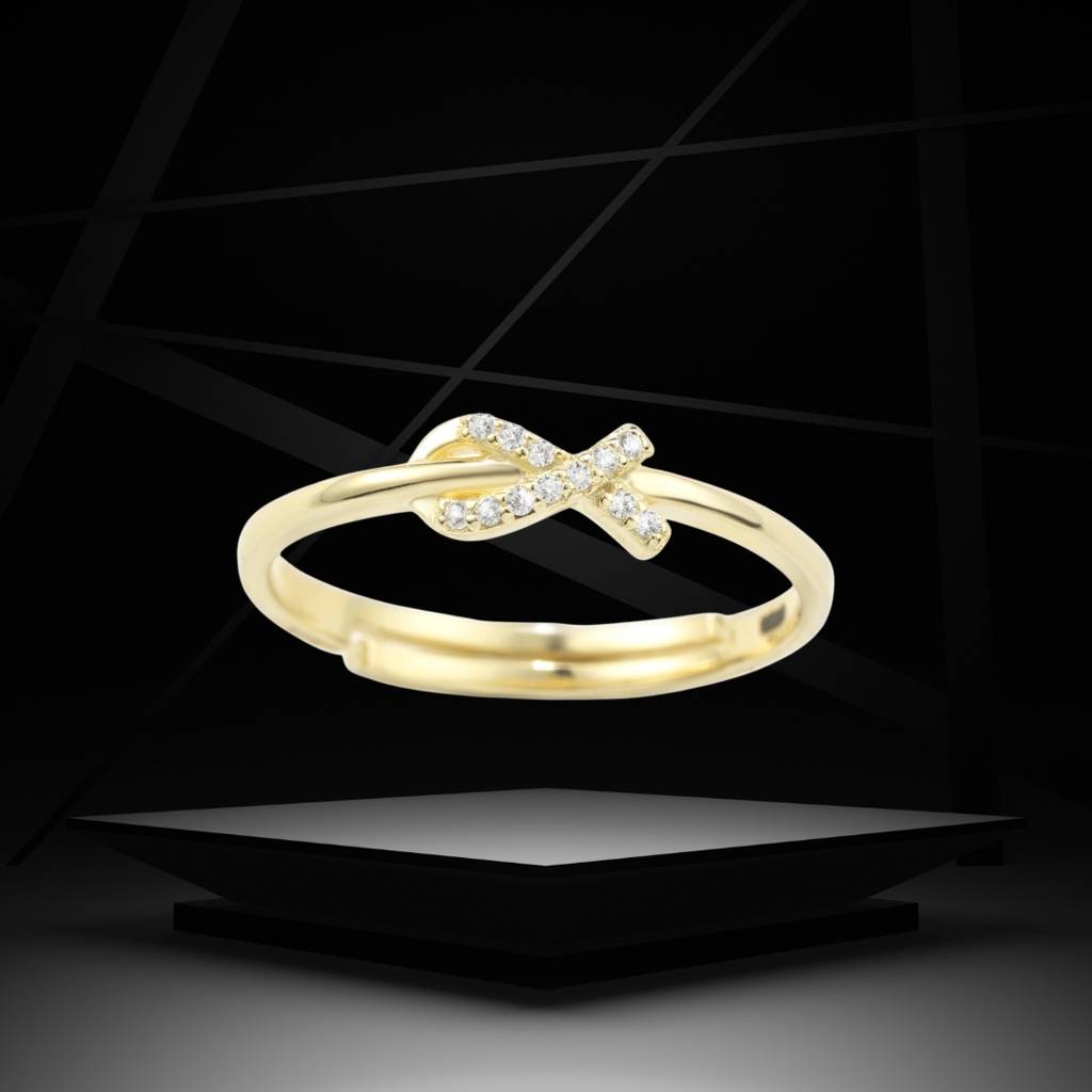 Radiant Cross Gold-Plated Silver Band Ring : BRD50201G