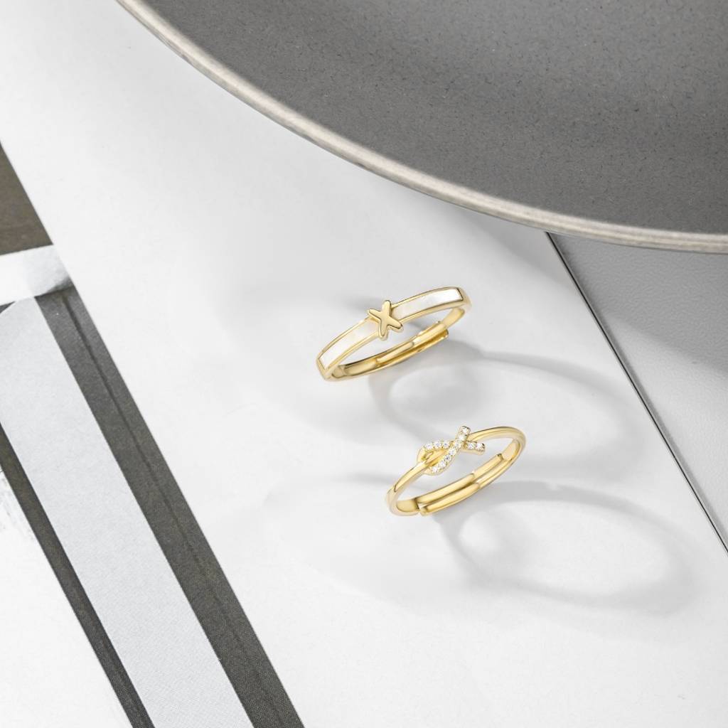 Elegant Cross Design Gold-Plated Silver Ring : BRD60201G
