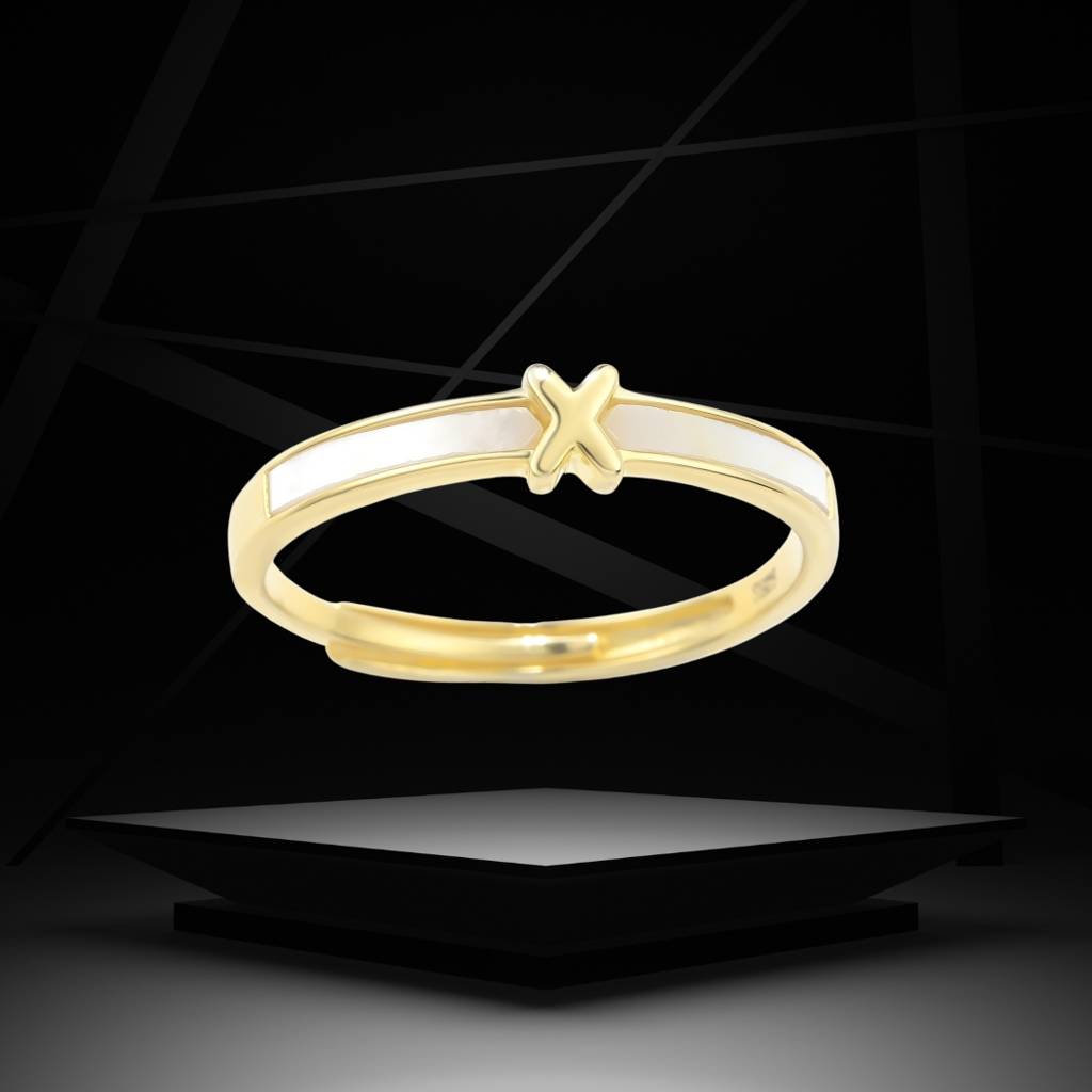Elegant Cross Design Gold-Plated Silver Ring : BRD60201G