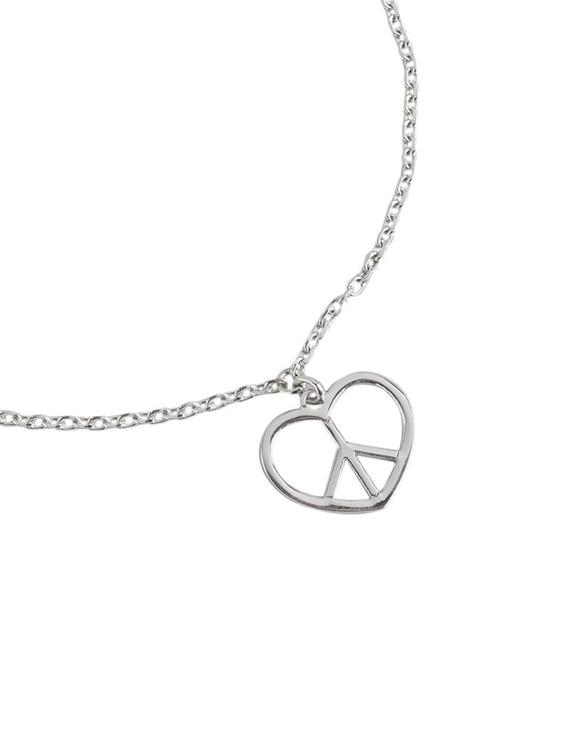 925 Sterling Silver Rhodium Plated Love & Peace Charm Bracelet : VANB947