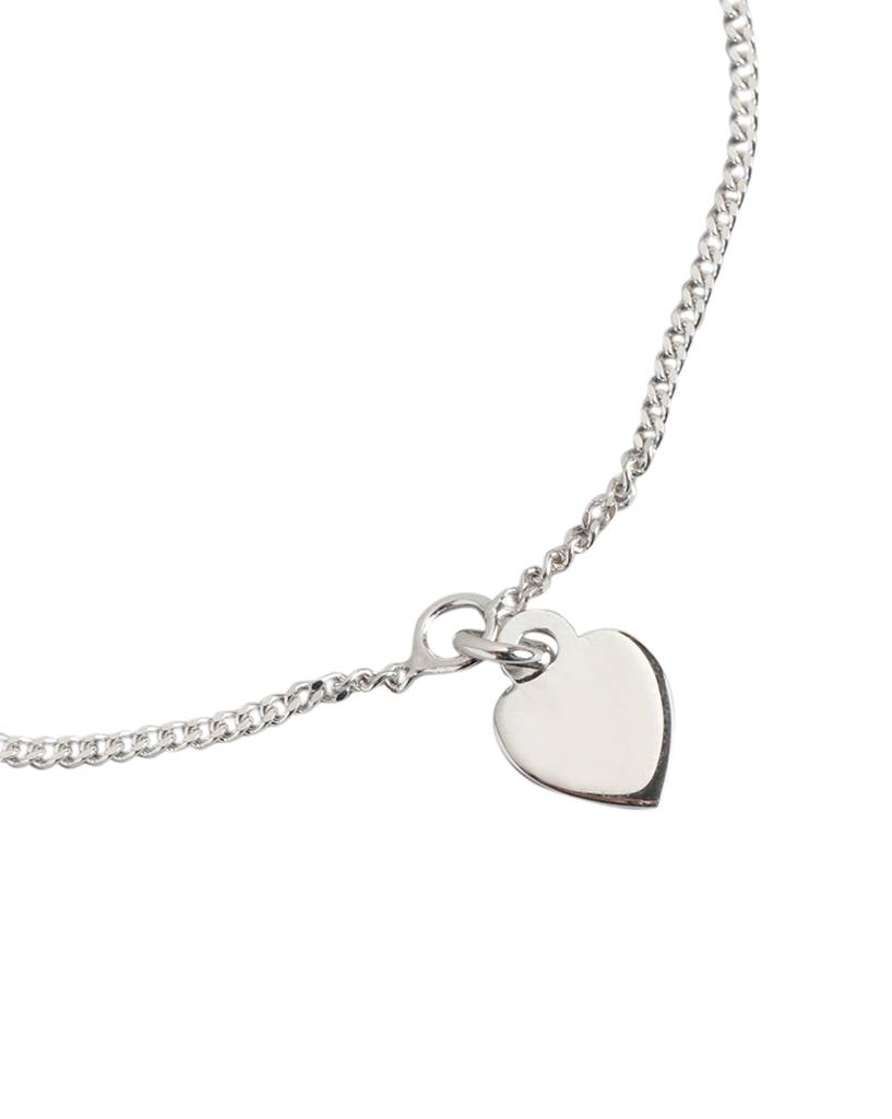 925 Sterling Silver Rhodium Plated Heart Charm Bracelet : VANB948