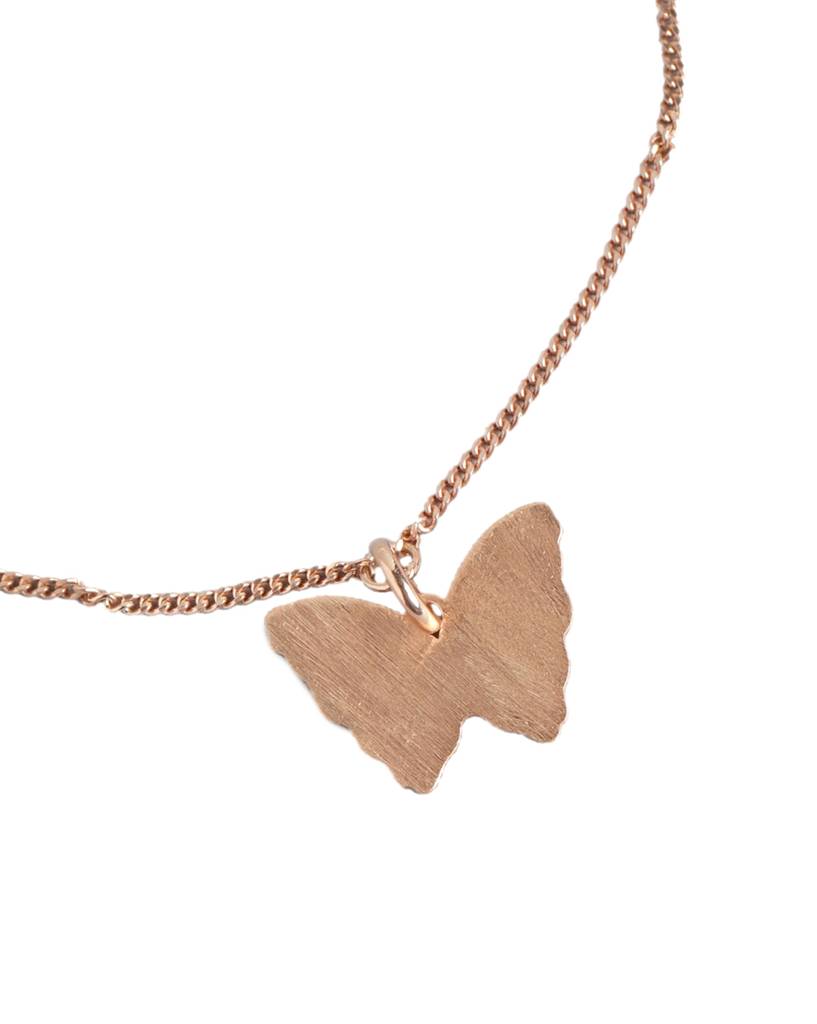 925 Sterling Silver 18Kt Rose Gold Plated Butterfly Charm Bracelet : VANB957