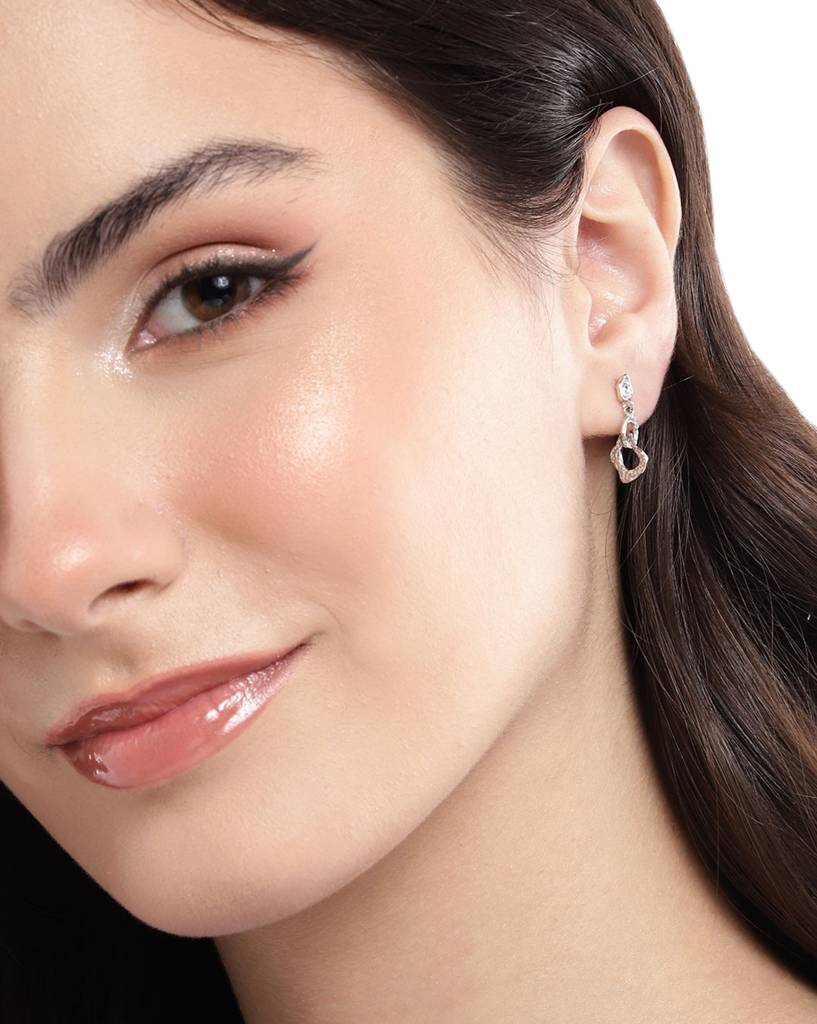 925 Sterling Silver Rhodium Plated Abstract Drop Earring : VANE1005