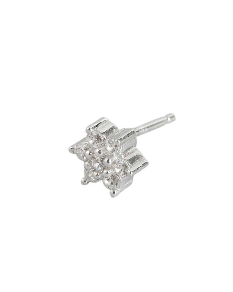 925 Sterling Silver Rhodium Plated Cz Floral Stud Earring-Vane1012 : VANE1012