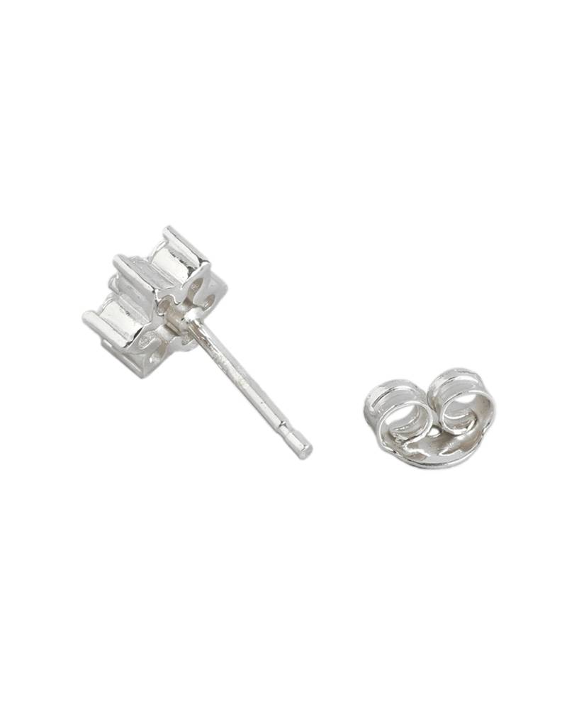 925 Sterling Silver Rhodium Plated Cz Floral Stud Earring-Vane1012 : VANE1012
