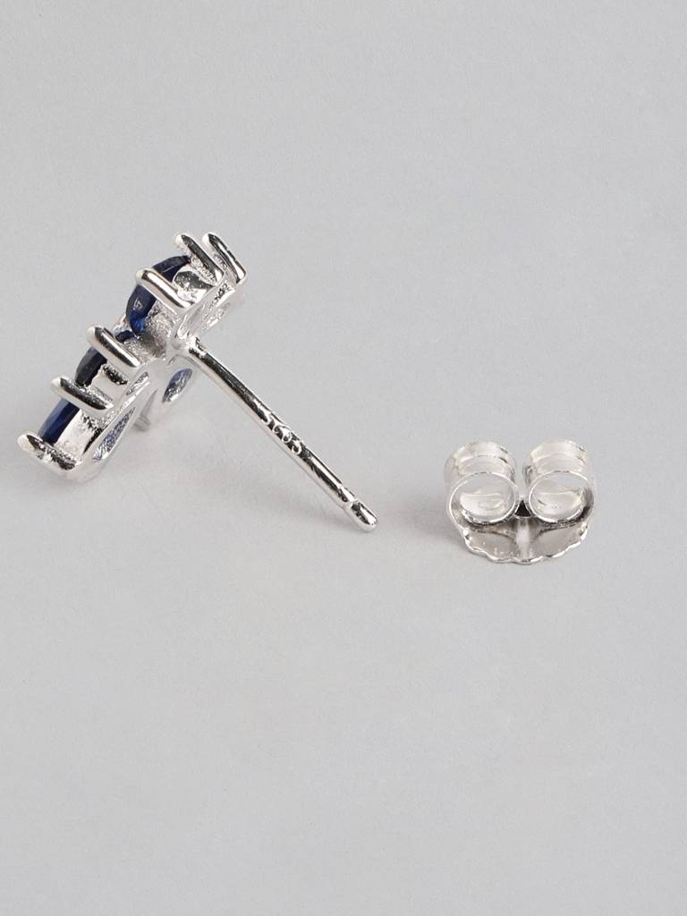 925 Sterling Silver Rhodium Plated With Cz Nature Inspired Stud Earring For Women : VANE831