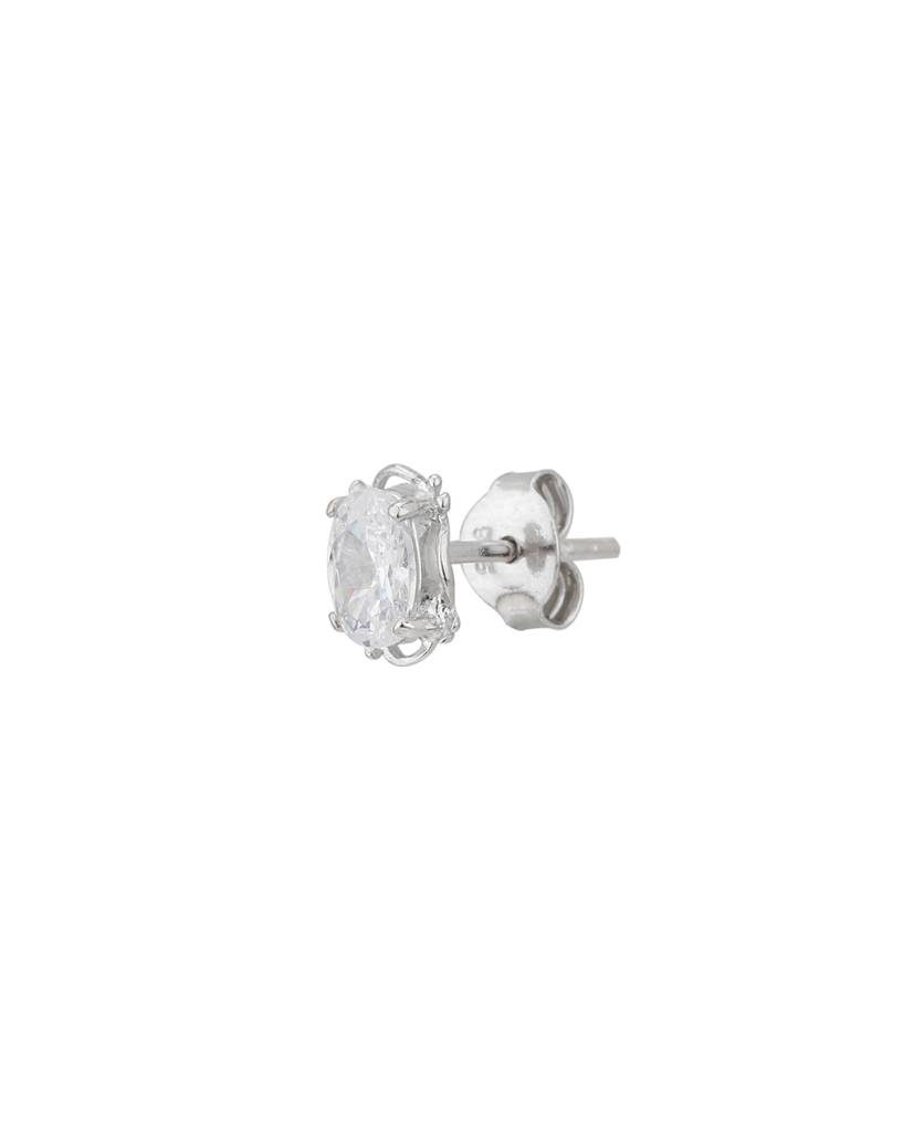 925 Sterling Silver Rhodium Plated Cz Oval Stud Earring : VANE913