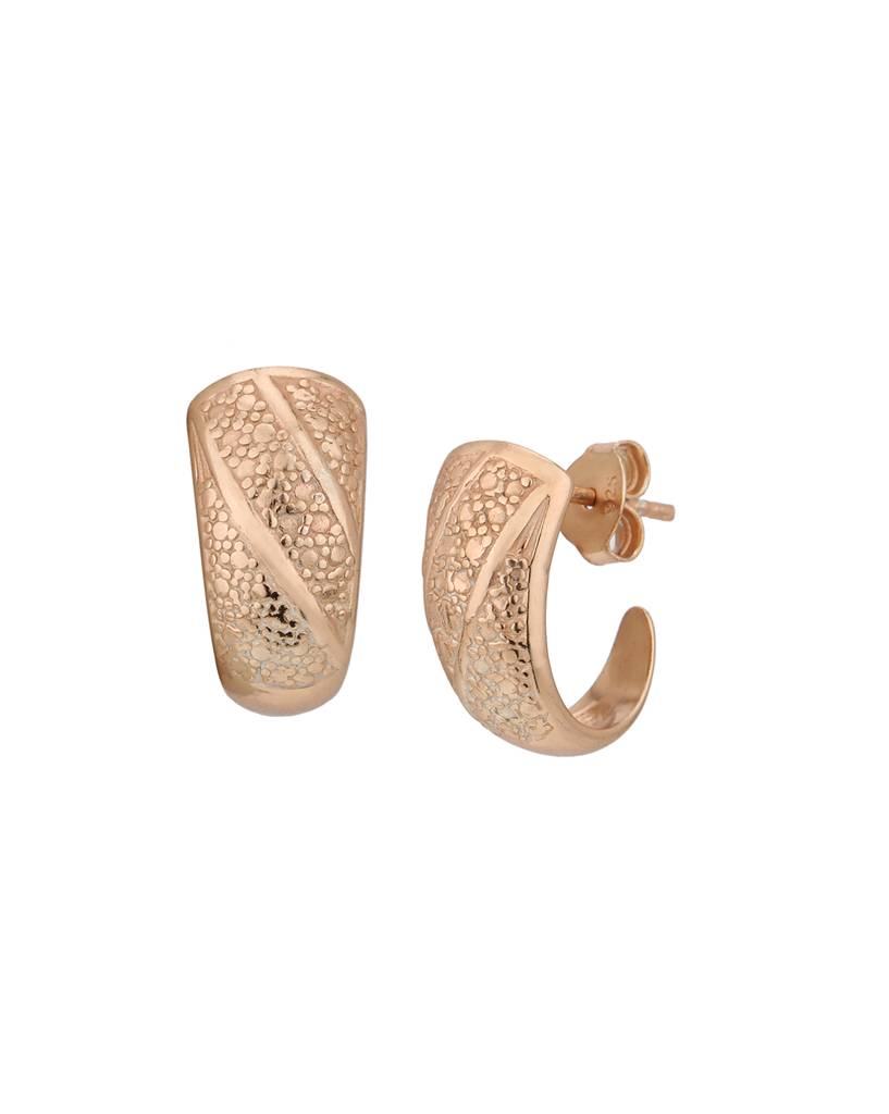 925 Sterling Silver 18Kt Rose Gold Plated Half Hoop Earring : VANE922