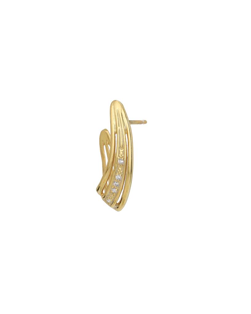 925 Sterling Silver 18Kt Gold Plated Cz Half Hoop Earring : VANE926
