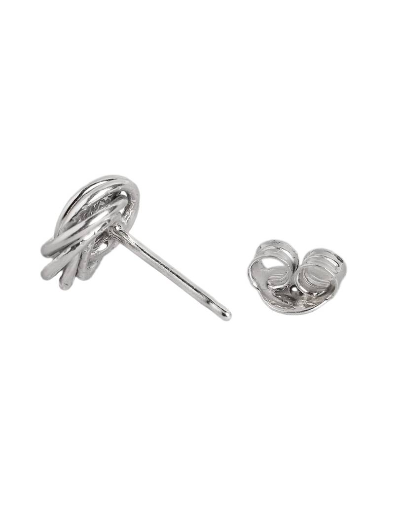 925 Sterling Silver Rhodium Plated Classic Knot Stud Earring : VANE982