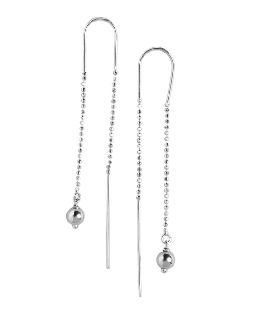 925 Sterling Silver Rhodium Plated Threader Drop Earring : VANE988