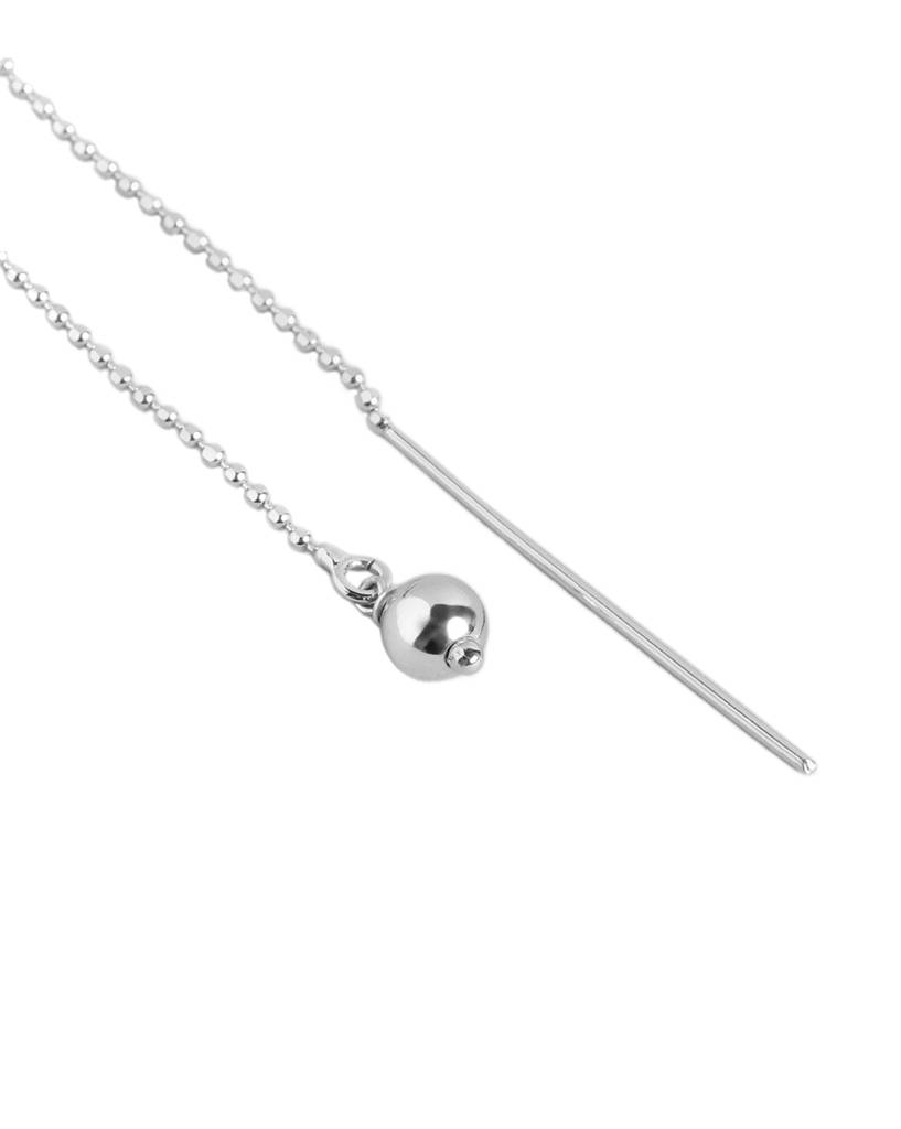 925 Sterling Silver Rhodium Plated Threader Drop Earring : VANE988