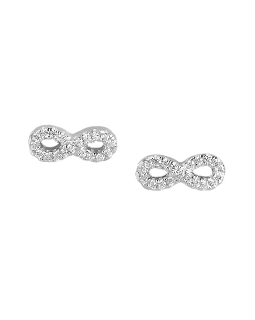 925 Sterling Silver Rhodium Plated Cz Infinity Stud Earring-Vane993 : VANE993