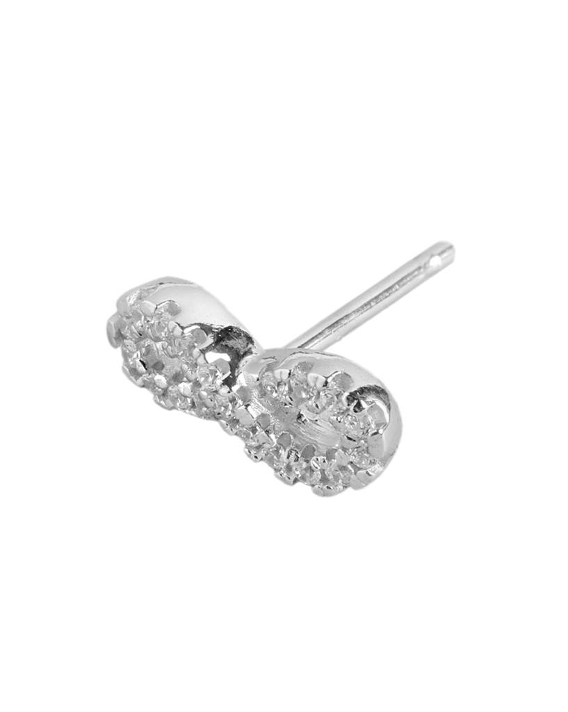 925 Sterling Silver Rhodium Plated Cz Infinity Stud Earring-Vane993 : VANE993
