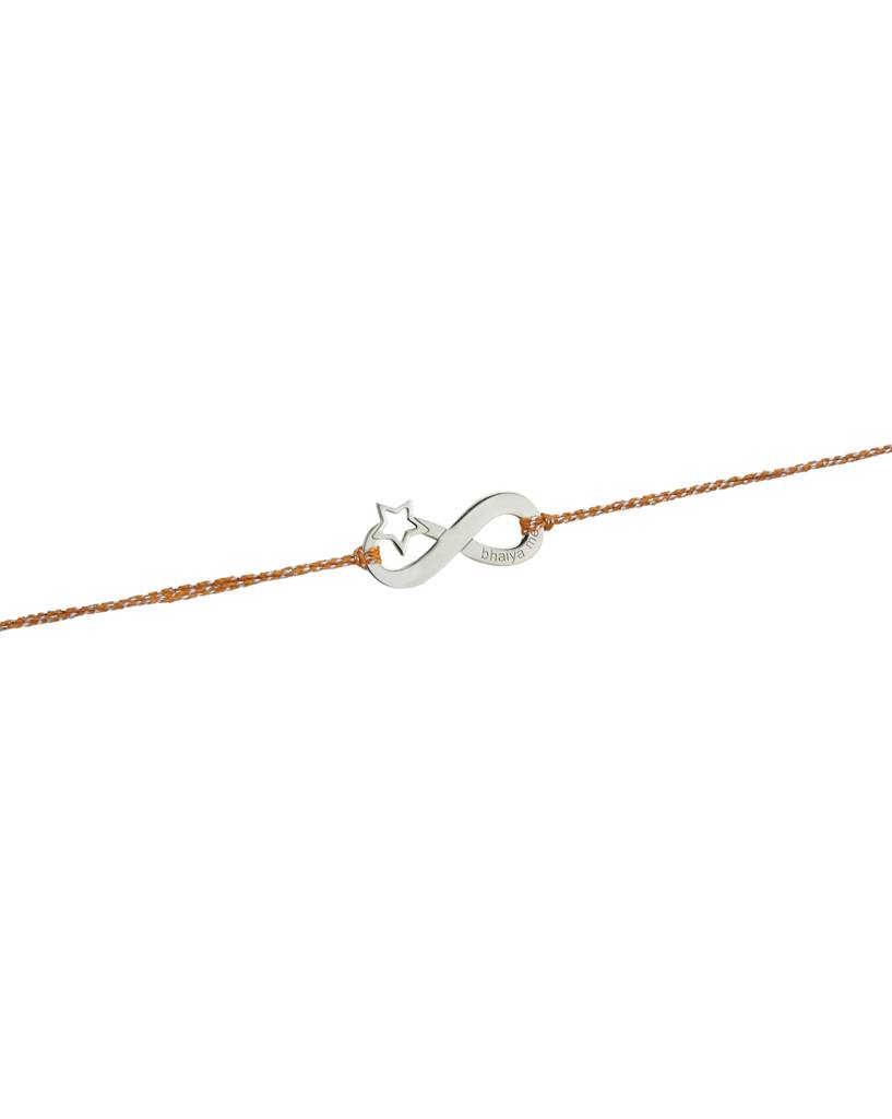 Rhodium Plated Infinity With Star And Bhaiya Mera Textured Rakhi For Men : VANR929