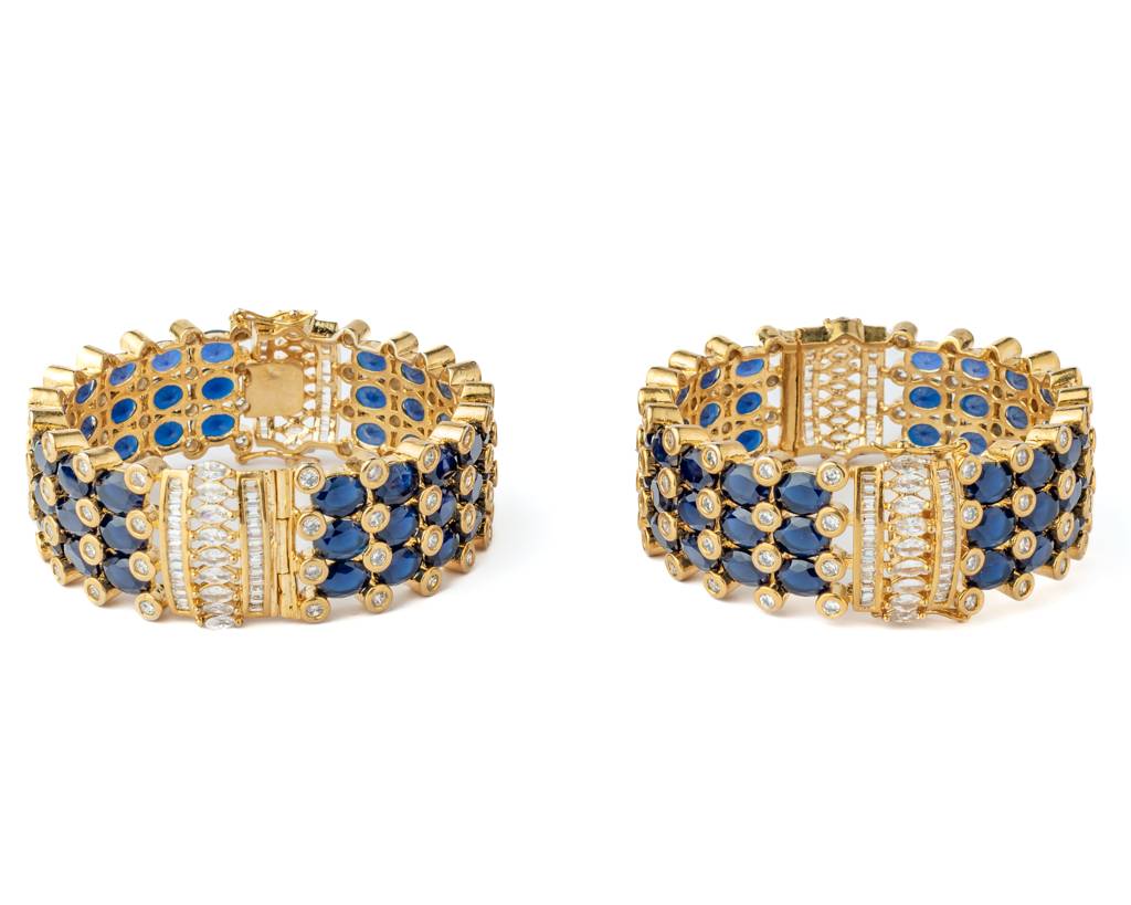 Vivinia By Vidhi Mehra Gold Plated Blue Womens Kundan, Polki Pair Of Bangles-Vb048 : VB048