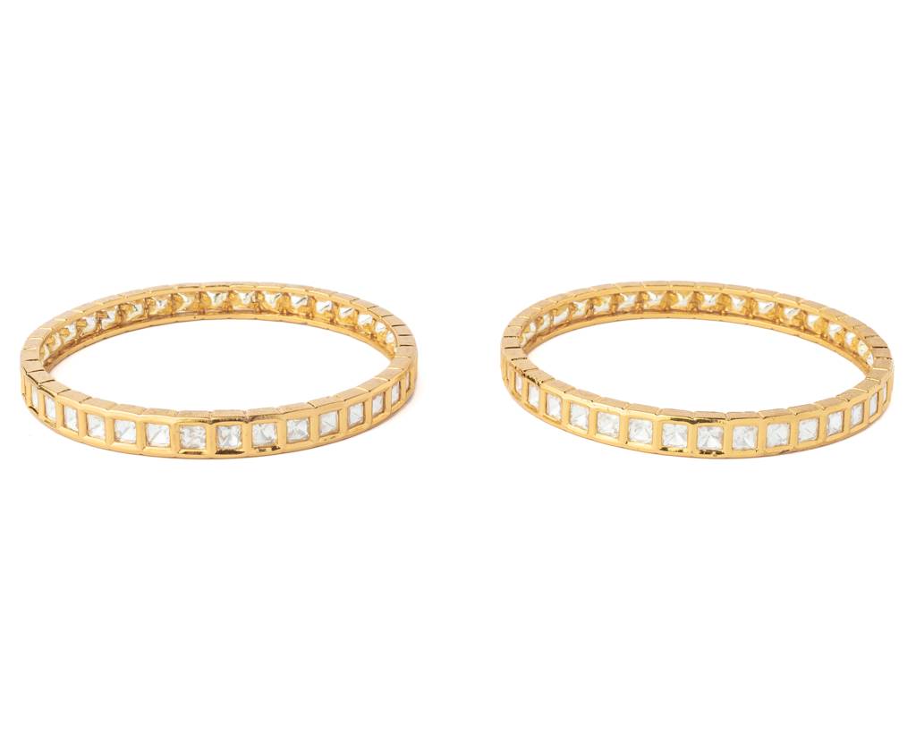 Vivinia By Vidhi Mehra Gold Plated Womens Kundan, Polki Pair Of Bangles-Vb049 : VB049