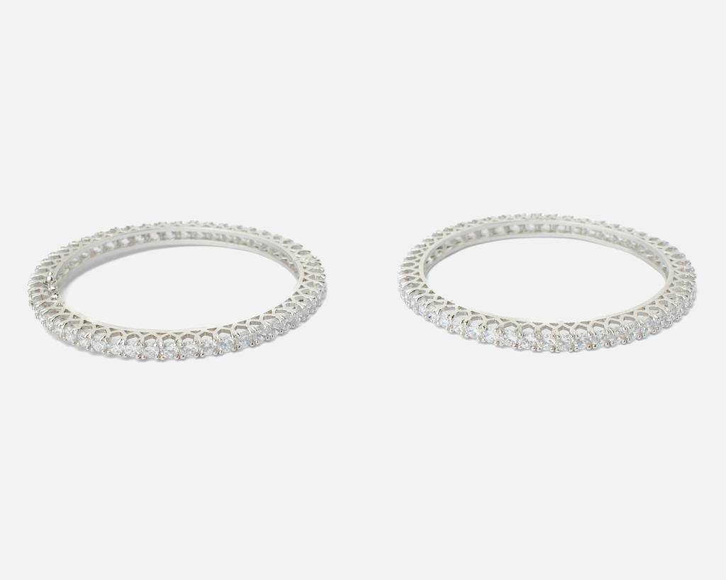 Vivinia By Vidhi Mehra Zia Silver Plated Whitewomens Zircon Pair Of Bangles -Vb425 : VB425