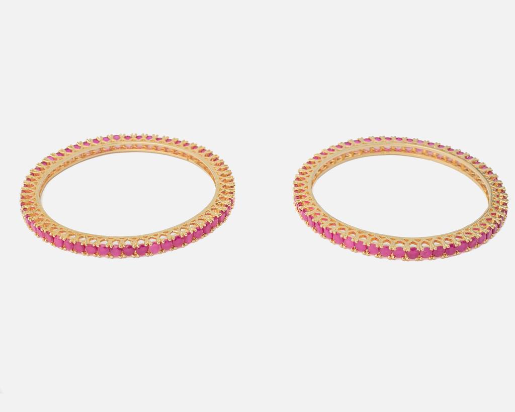 Vivinia By Vidhi Mehra Zia Gold Plated Pinkwomens Zircon Pair Of Bangles -Vb426 : VB426