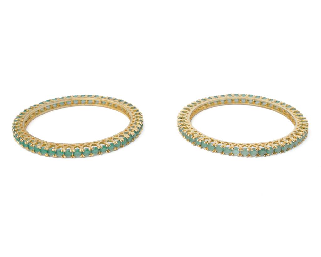Vivinia By Vidhi Mehra Zia 2.0 Gold Plated Green Womens Zircon A Pair Of Bangles-Vb427 : VB427
