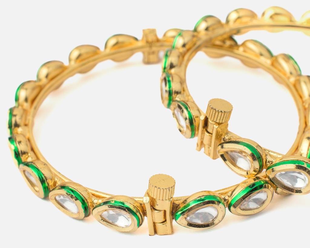 Vivinia By Vidhi Mehra Aatman Gold Plated Womens Kundan, Polki Pair Of Bangles -Vb505 : VB505