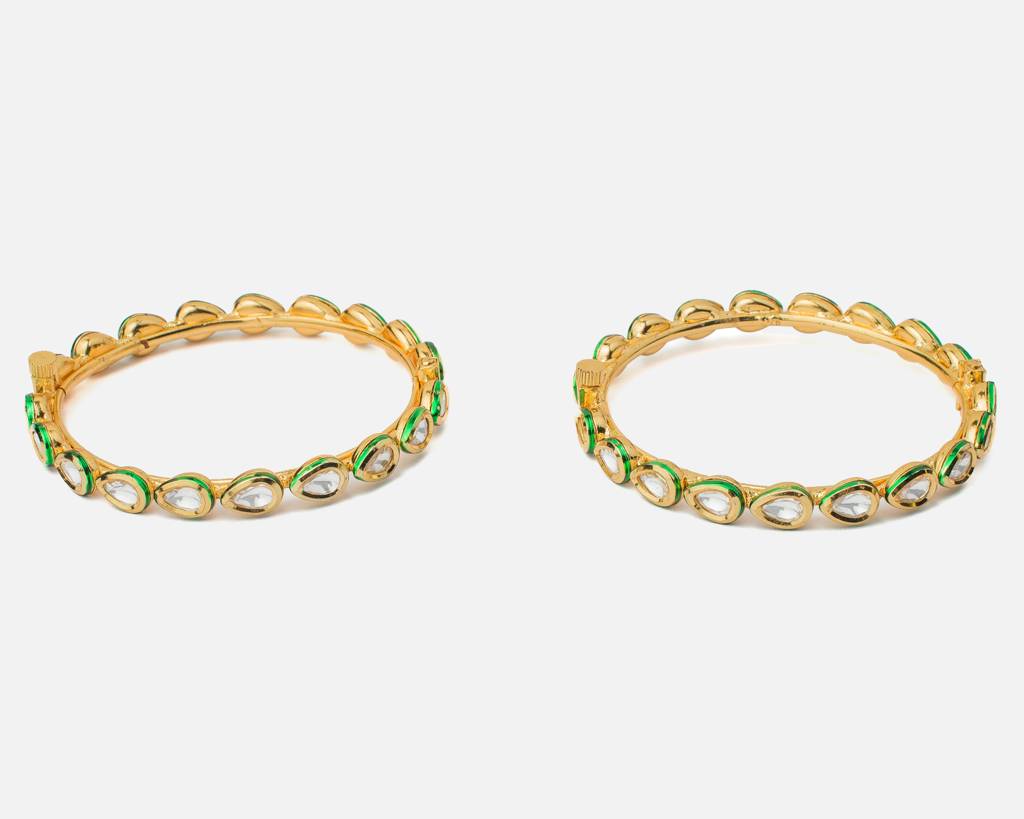 Vivinia By Vidhi Mehra Aatman Gold Plated Womens Kundan, Polki Pair Of Bangles -Vb505 : VB505