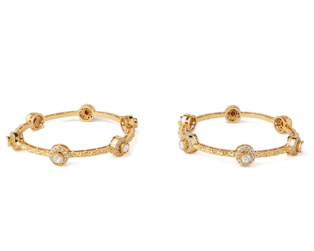 Vivinia By Vidhi Mehra Florence Gold Plated Womens Kundan, Polki Pair Of Bangles -Vb625 : VB625