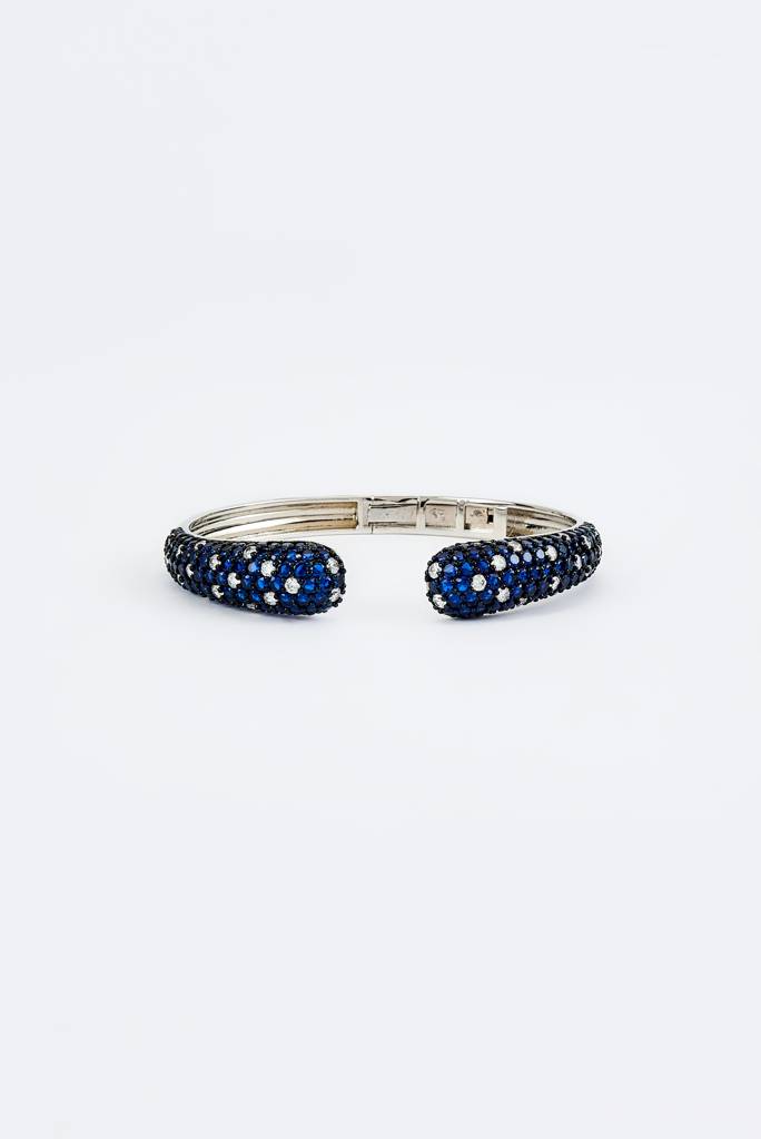 Vivinia By Vidhi Mehra Zia Silver Plated Blue Womens Zircon Kadas (Freesize)-Vb637 : VB637
