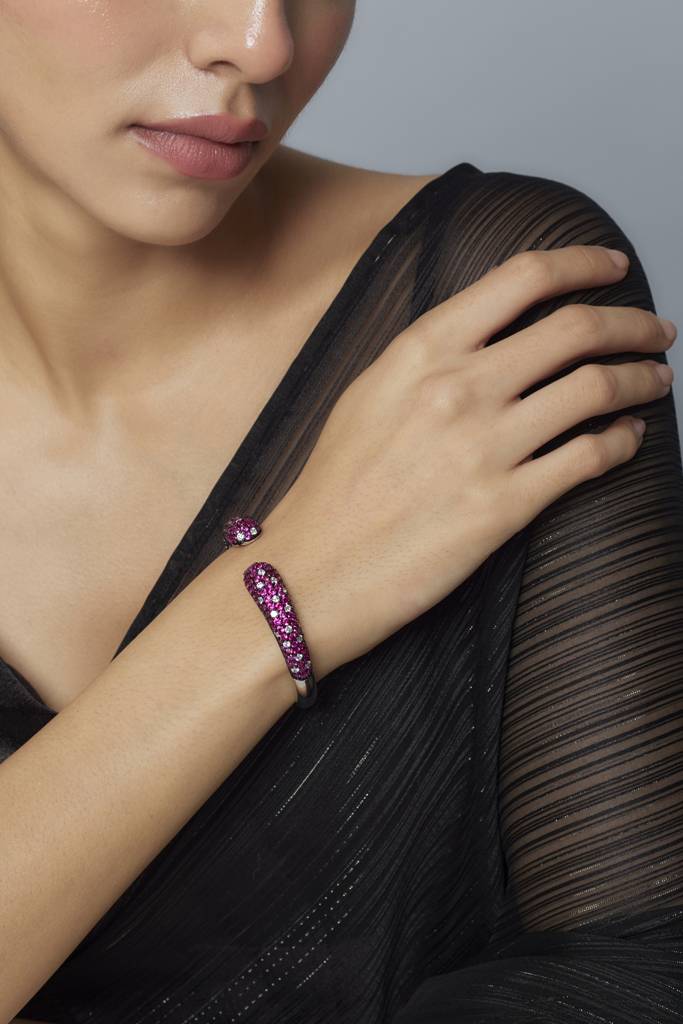 Vivinia By Vidhi Mehra Zia Silver Plated Pink Womens Zircon Kadas (Freesize)-Vb638 : VB638