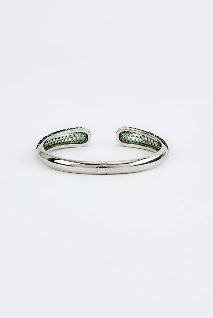 Vivinia By Vidhi Mehra Zia Silver Plated Green Womens Zircon Kadas (Freesize)-Vb639 : VB639
