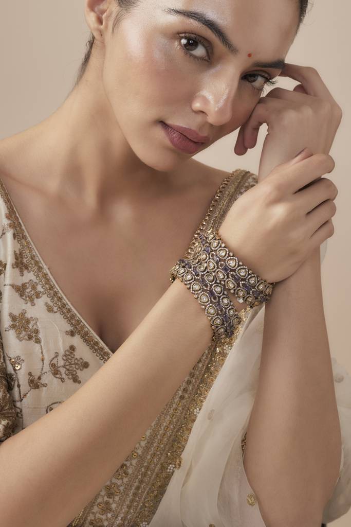Vivinia By Vidhi Mehra Florence Gold Plated Purple Womens Kundan, Polki Pair Of Bangles -Vb643 : VB643