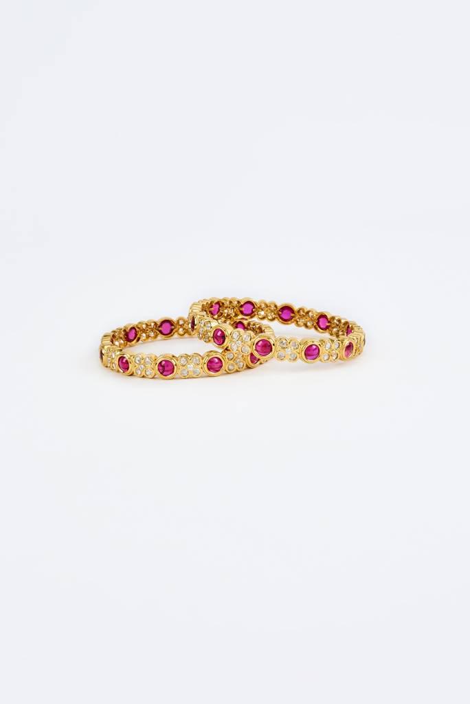 Vivinia By Vidhi Mehra Saadgi Gold Plated Pink Womens Kundan, Polki Pair Of Bangles -Vb645 : VB645