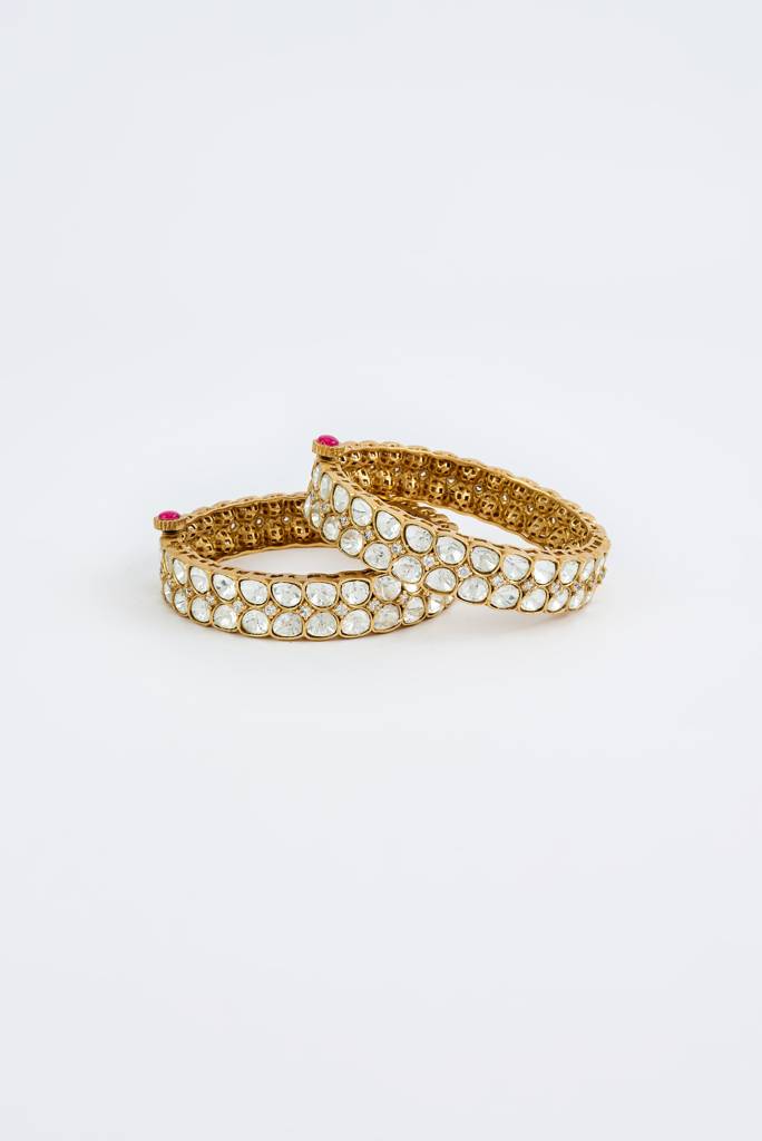 Vivinia By Vidhi Mehra Saadgi Gold Plated Womens Kundan, Polki Pair Of Bangles -Vb652 : VB652