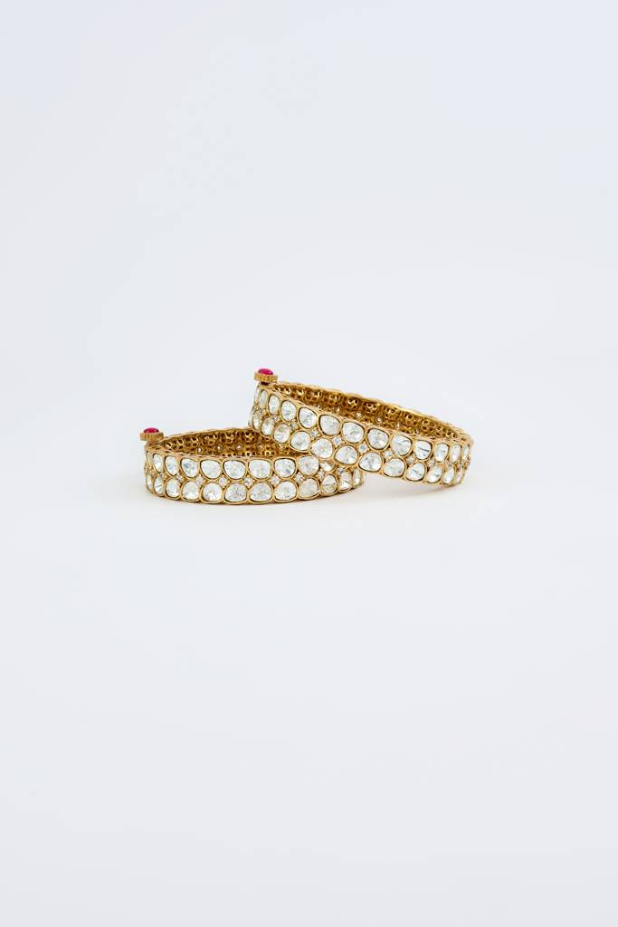 Vivinia By Vidhi Mehra Saadgi Gold Plated Womens Kundan, Polki Pair Of Bangles -Vb652 : VB652