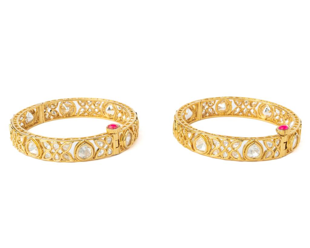 Vivinia By Vidhi Mehra Gold Plated Womens Kundan, Polki Pair Of Bangles-Vb653 : VB653